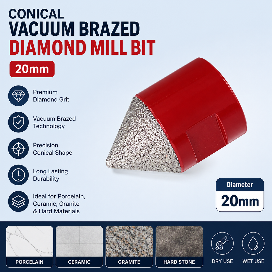 Conical Vacuum Brazed Diamond Mill Bit