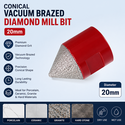 Conical Vacuum Brazed Diamond Mill Bit