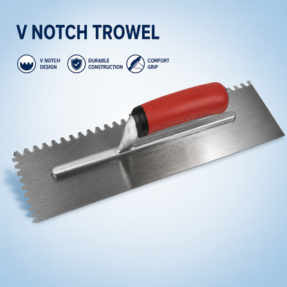 Notch Trowel V 16"x4" (Red Handle)