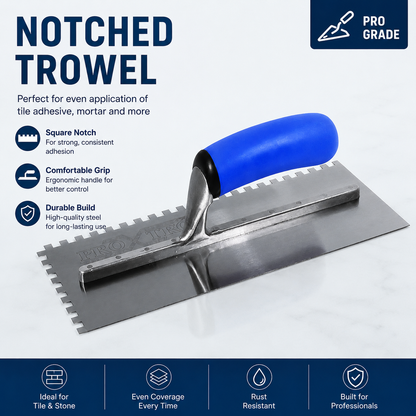 Notch Trowels SQ 11"x4.5" (Blue Handle)
