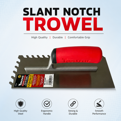 Slant Notch Trowel 11"x4.5" (Red Handle)