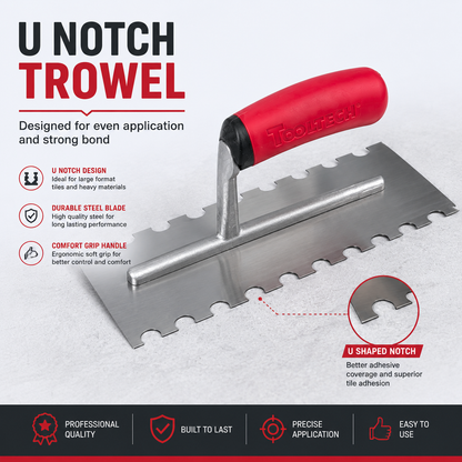 Notch Trowel U 1 1"x4.5" (Red  Handle)