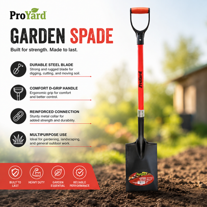 Garden Spade Shovel 40in x 6-4/5in Blade Fibreglass D-Handle