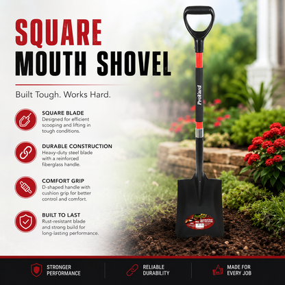 Shovel Square Mouth 43in x 9-1/3in Blade Fibreglass D-Handle