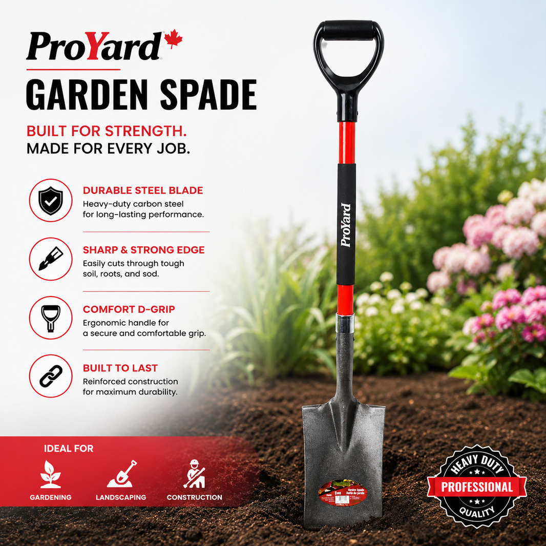 Garden Spade Shovel 44in x 6-1/2in Blade Fibreglass D-Handle