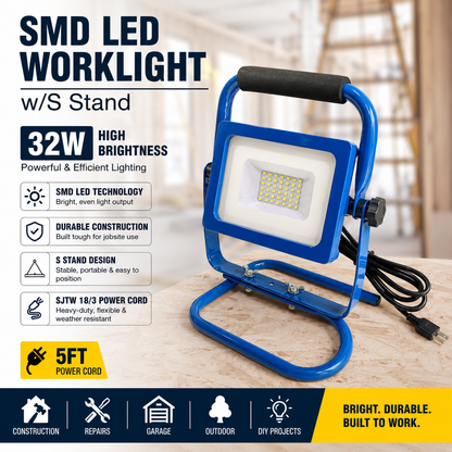 SMD LED Worklight w/S Stand 32W SJTW 18/3 5ft