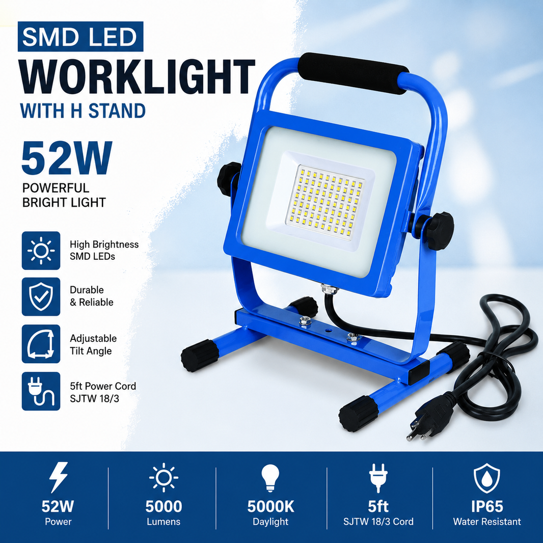 SMD LED Worklight With H stand 52W SJTW 18/3 5ft