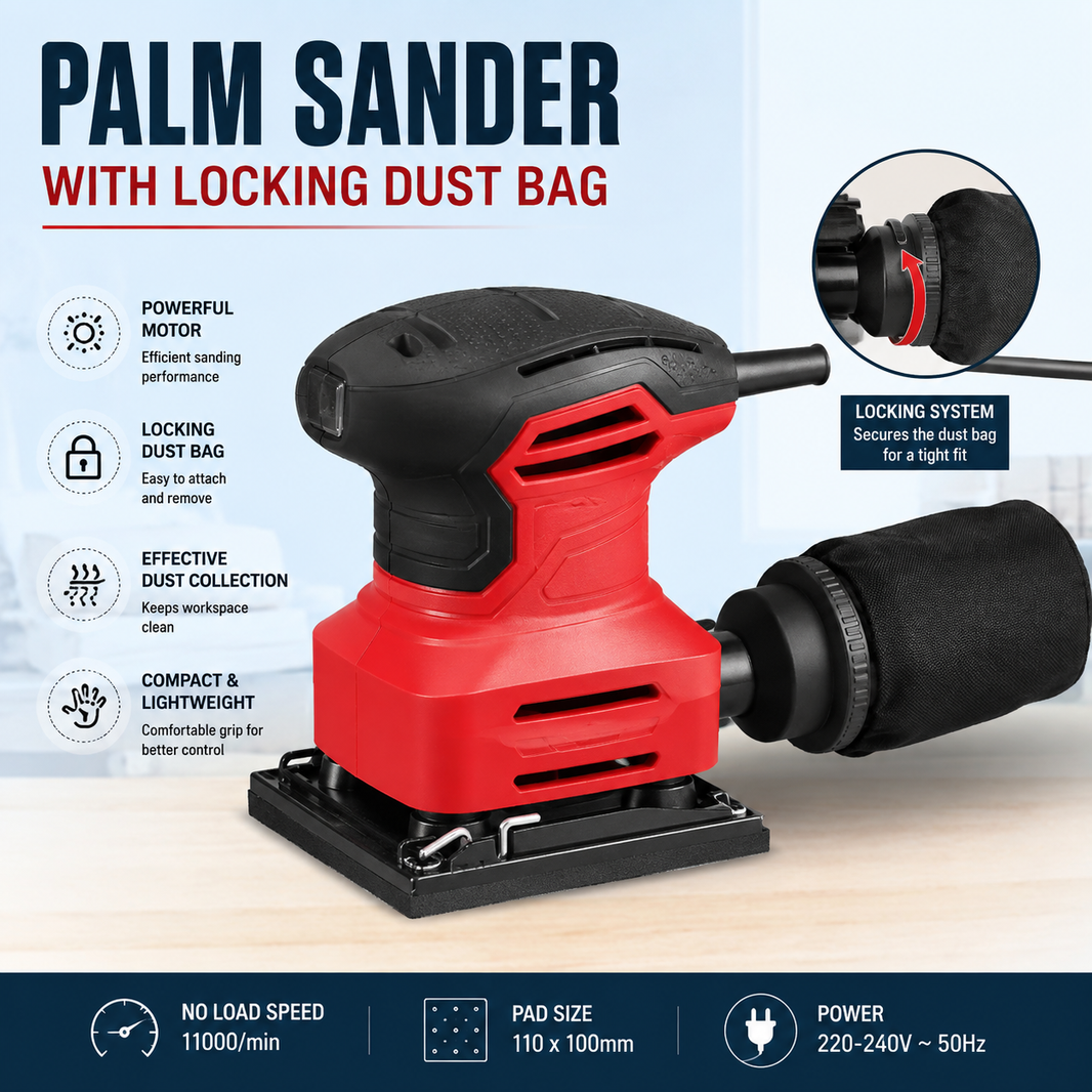 Palm Sander With Locking Dust Bag