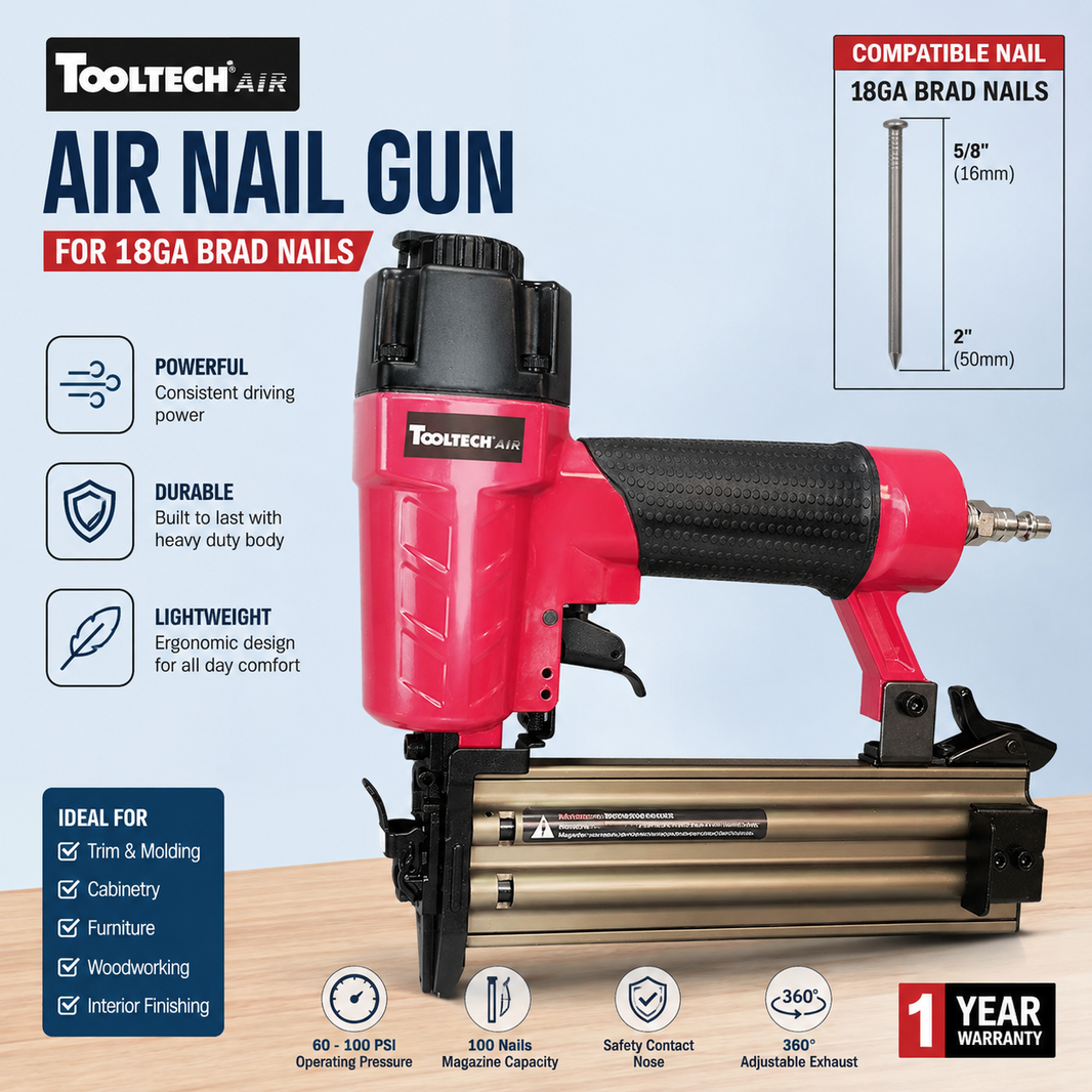 Air Nail Gun for 18ga Brad Nails 5/8" to 2"