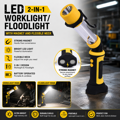 LED 2-In-1 Worklight/Floodlight With Magnet and Flexible Neck