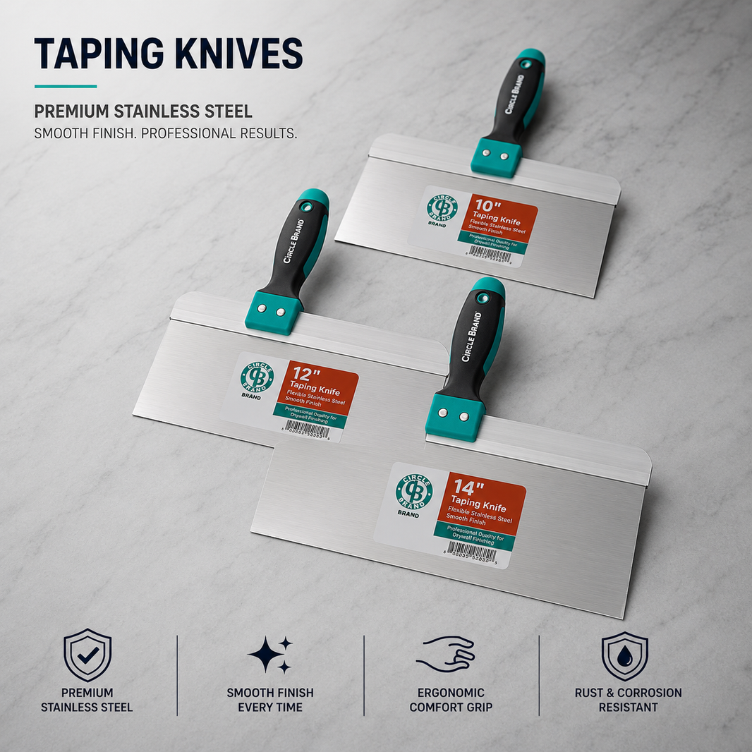 Taping Knife - Stainless Steel, Rubber Grip